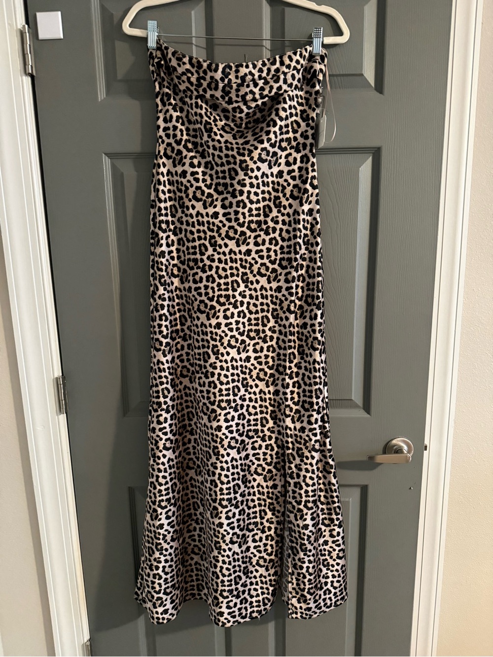 READ DETAILS Altar'd State Strapless Leopard Print Slip Dress